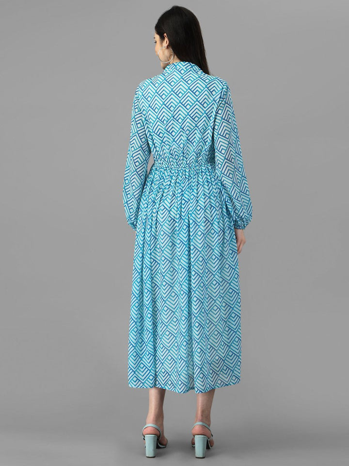 Masakali.co dresses for Women western wear Abstract Aqua Blue Maxi Dress - Masakali.Co™
