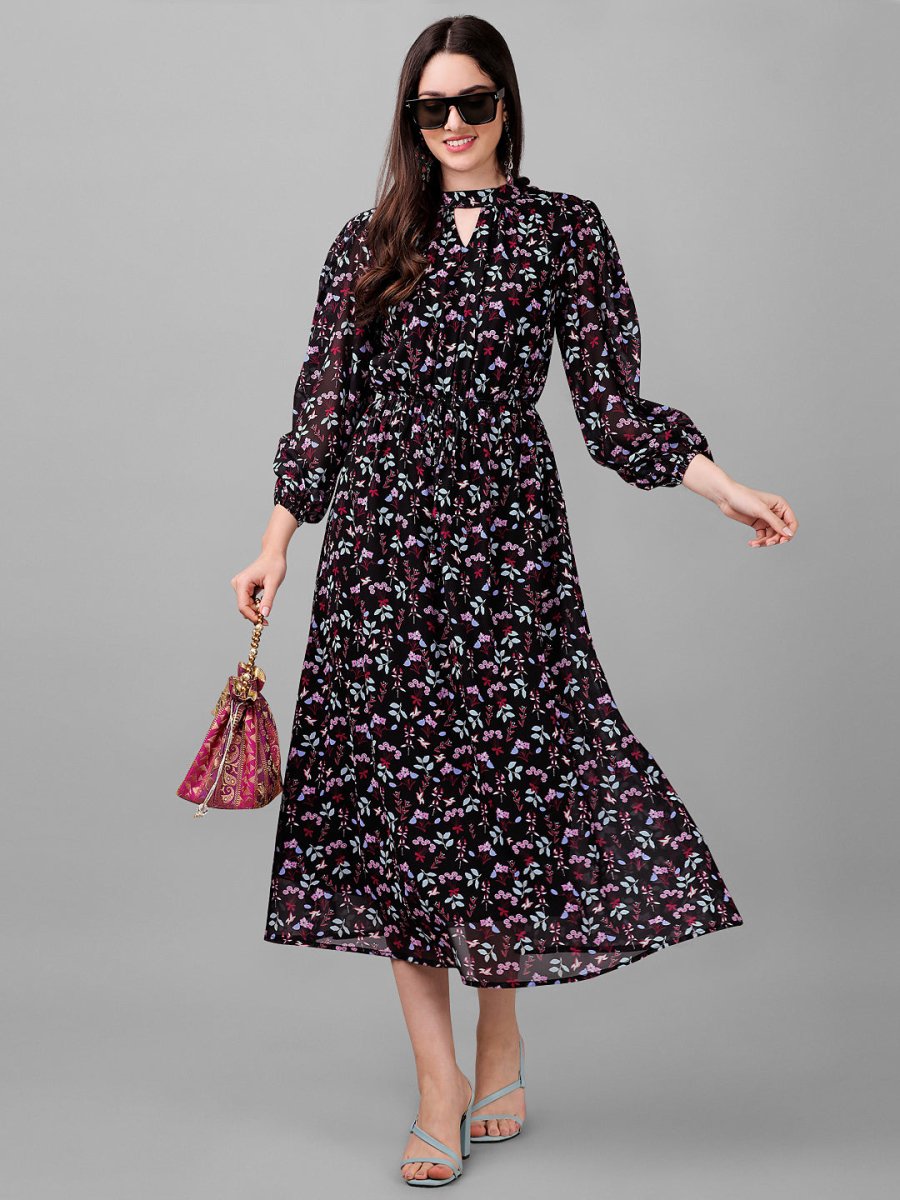 Masakali.co dresses for Women western wear Black Floral Maxi Dress - Masakali.Co™