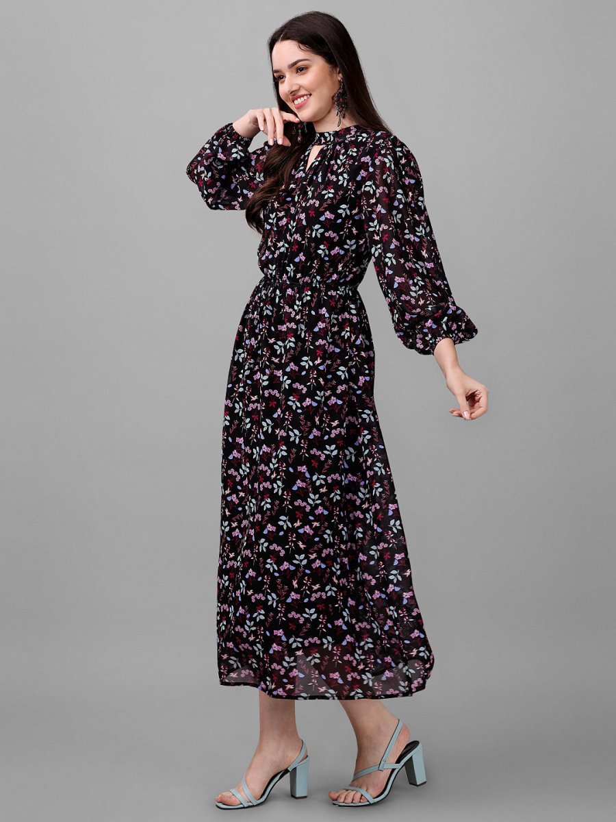 Masakali.co dresses for Women western wear Black Floral Maxi Dress - Masakali.Co™