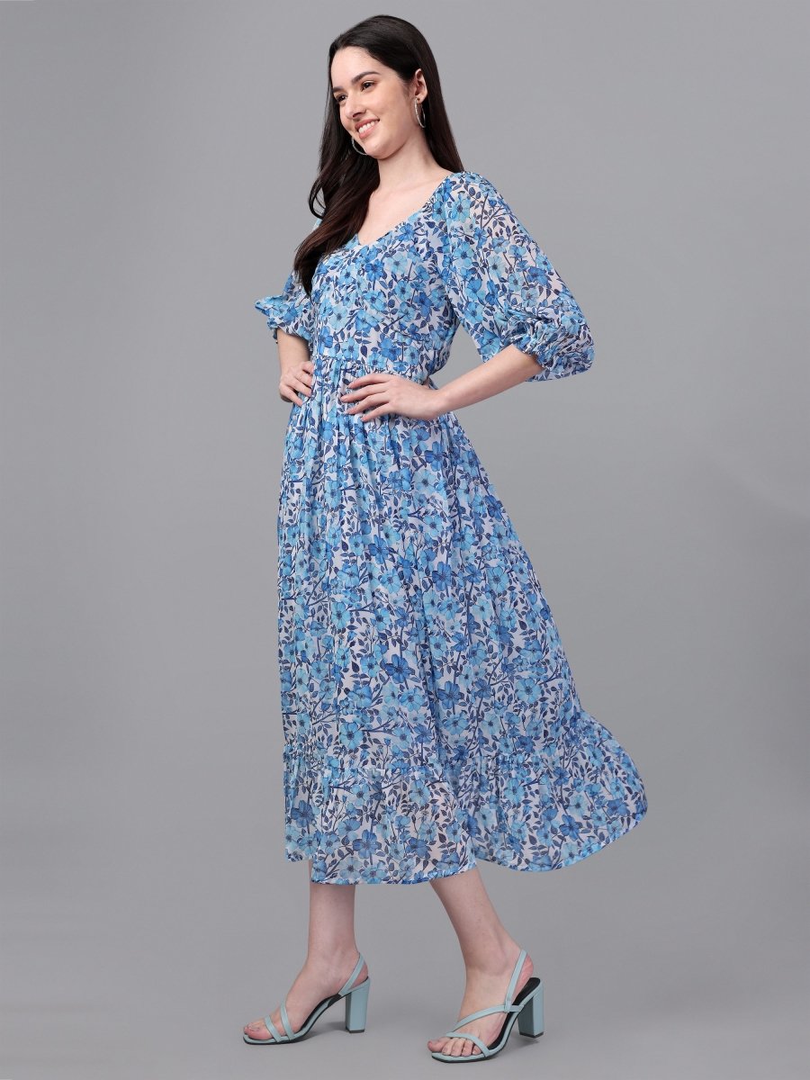 Masakali.co dresses for Women western wear Blue Floral Maxi Dress - Masakali.Co™