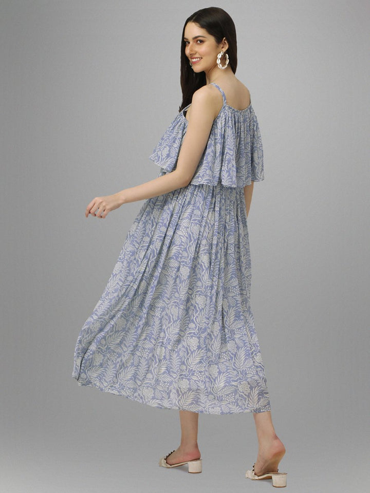 Masakali.co dresses for Women western wear Light Grey Floral Maxi Dress - Masakali.Co™