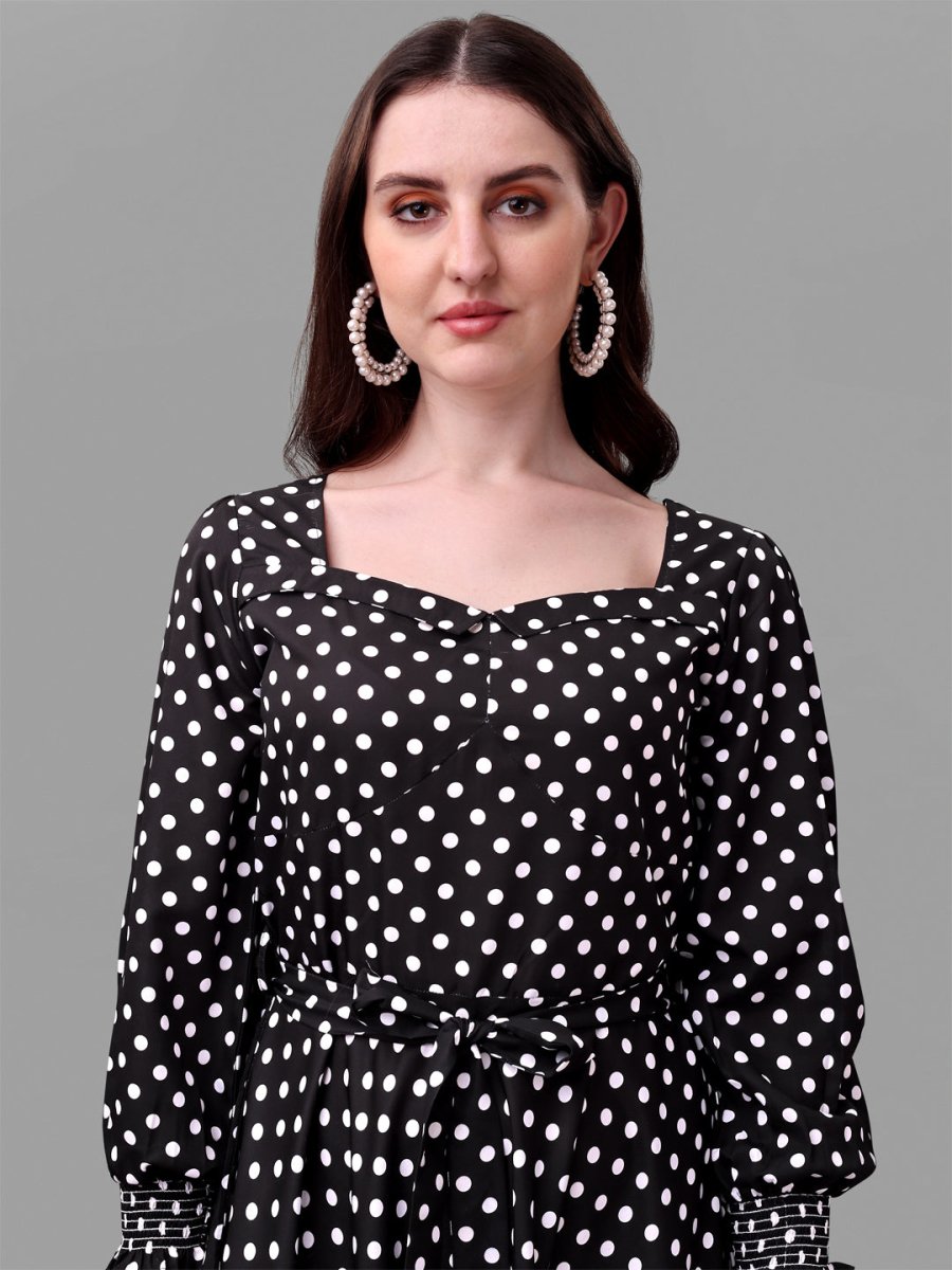 Masakali.co dresses for Women western wear polka dot black - Masakali.Co™