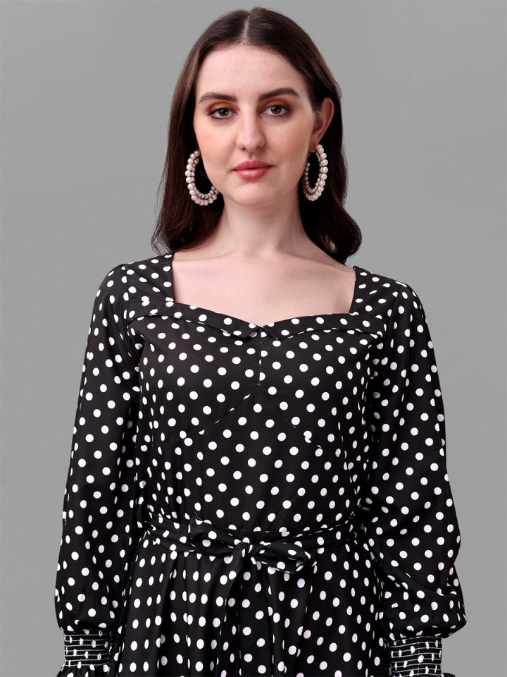 Masakali.co dresses for Women western wear polka dot black - Masakali.Co™
