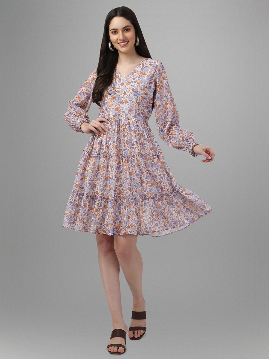 Masakali.co dresses for womens Cream Purple Color - Masakali.Co™