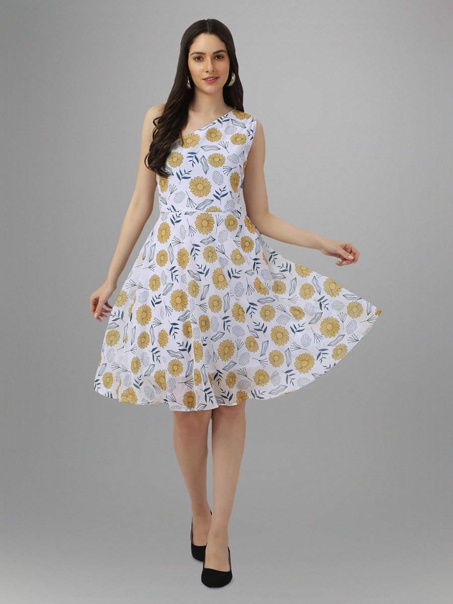 Masakali.co dresses for womens White Sunflowers - Masakali.Co™