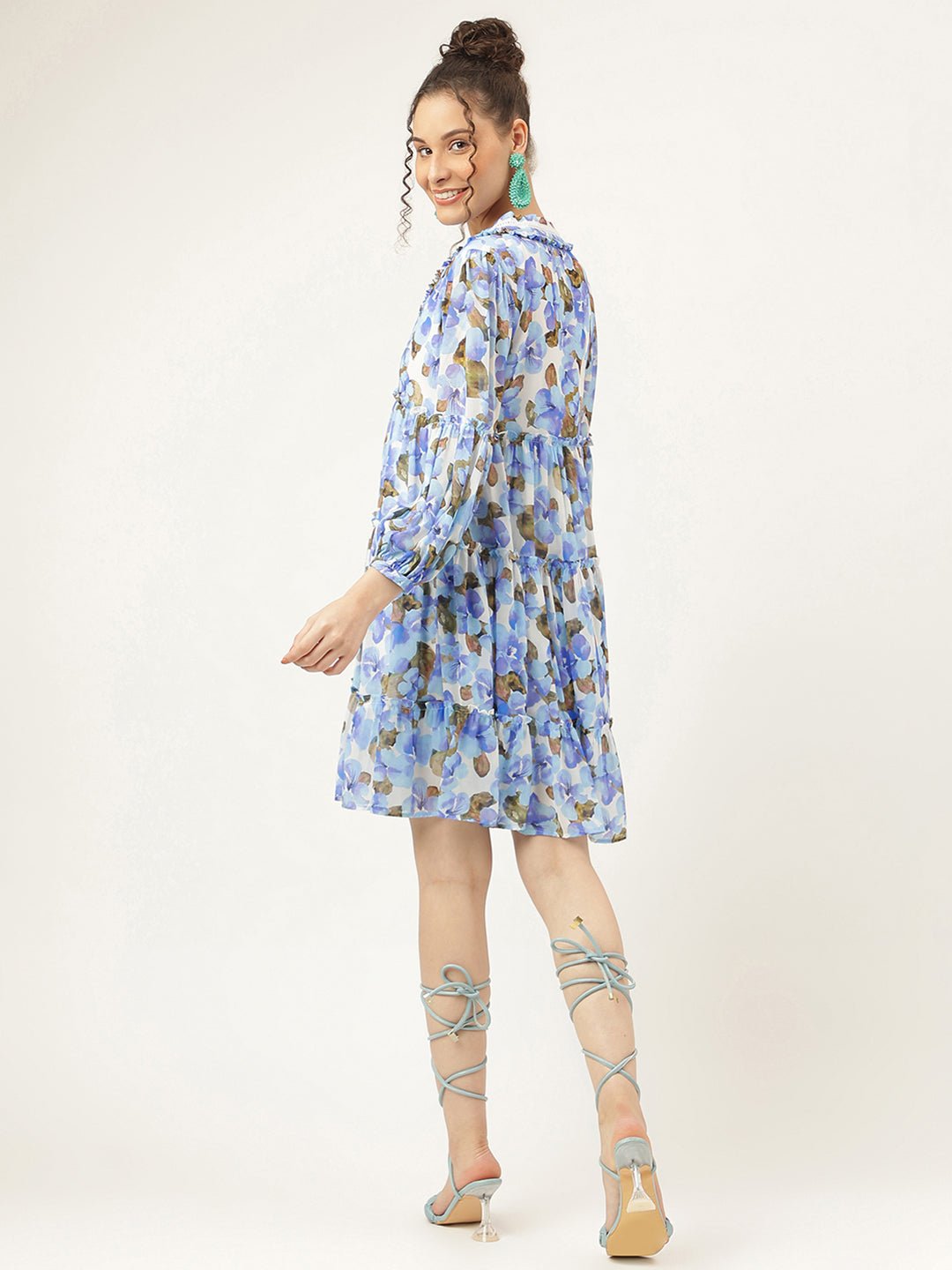 Moonstone Blue Floral Dress - Masakali.Co®