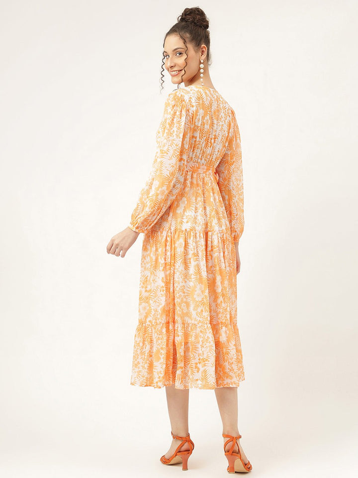 Persian Orange Pastel Floral Maxi Dress - Masakali.Co®
