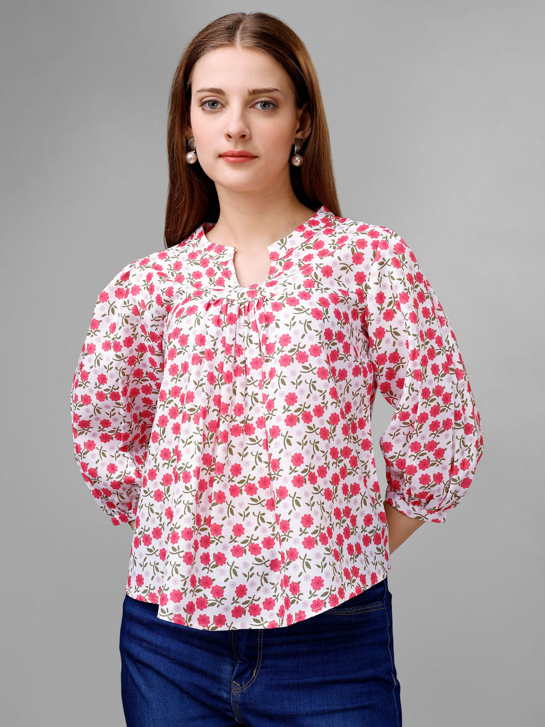 Pink Flare Floral Womens Top - Masakali.Co®