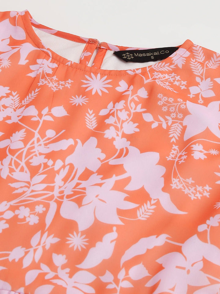 Salmon Pink Floral Maxi Dress - Masakali.Co®