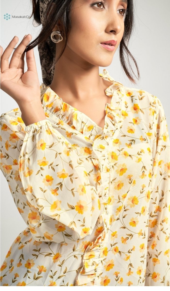 Yellow Flowers Floral Top - Masakali.Co™